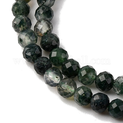 Природные моховой агат бисер нитей G-A129-4mm-01-1