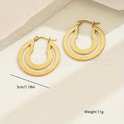 Плоские круглые серьги-кольца из нержавеющей стали ID5167-1