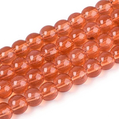 Chapelet de perles en verre baking paint&nbsp;DGLA-Q023-6mm-DB28-1