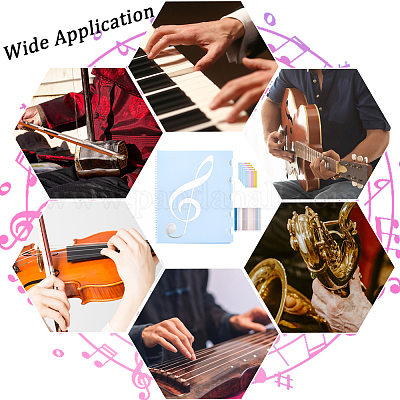 1 шт. пластиковая папка-лист для фортепиано с 5 листами самоклеящихся наклеек AJEW-GF0009-44B-1