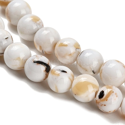 Собранные нити бусин из синтетического камня и ракушек трохус G-B128-08B-01-1