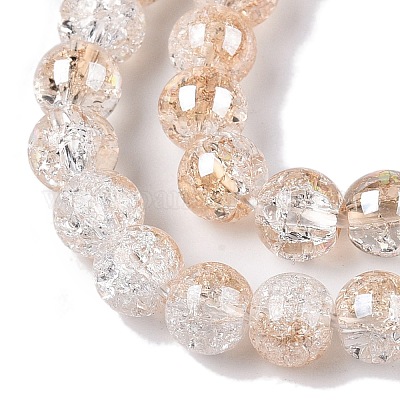 Гальванизированные нити стеклянных бусин с эффектом кракле EGLA-N014-6mm-02-1