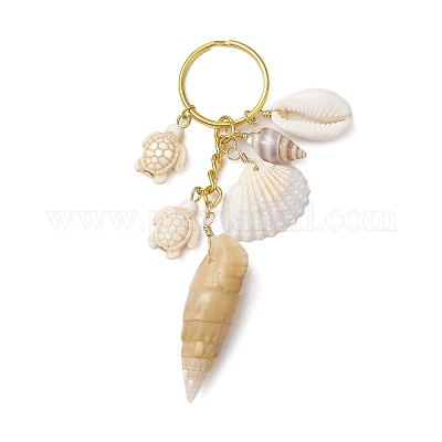Натуральная ракушка в морском стиле с брелками из синтетической бирюзы KEYC-JKC01231-1