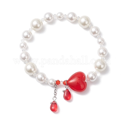 Браслеты с подвесками из ракушечного жемчуга и стеклянных бусин BJEW-TA00693-1