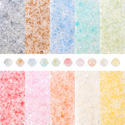 10 пакетик 10-х цветных биконусных прозрачных стеклянных бусин GLAA-PH0004-15-1