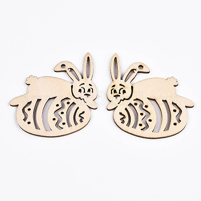 Неокрашенные натуральные деревянные большие подвески WOOD-S058-018-1