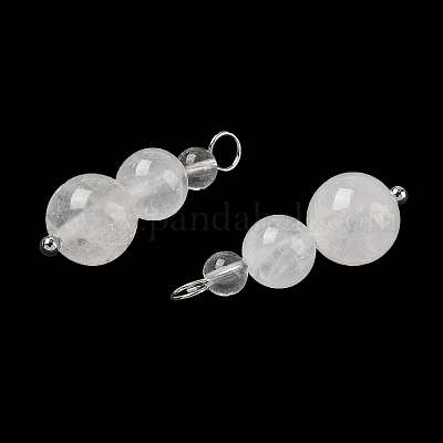 Подвески из натурального кварцевого кристалла с круглыми бусинами PALLOY-JF02867-08-1