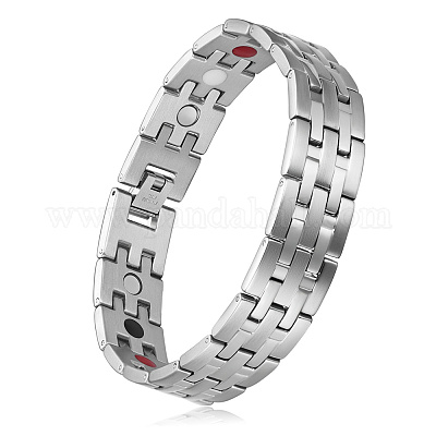 Bracelet Acier Inoxydable à Maillons Avec Panthère En Caoutchouc Bleu Royal