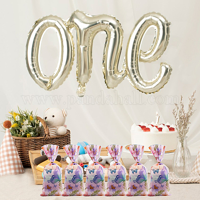 100 шт. целлофановые пакеты для упаковки конфет с принтом бабочек ABAG-WH20005-40-1