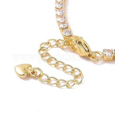 Колье с кулоном в форме сердца из прозрачного кубического циркония с теннисными цепочками NJEW-E042-02G-1