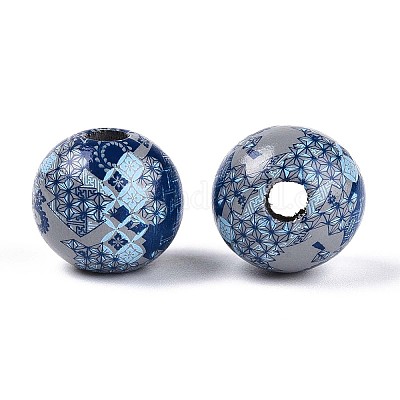 Бусины из дерева схима в богемном стиле с принтом WOOD-T032-31C-1