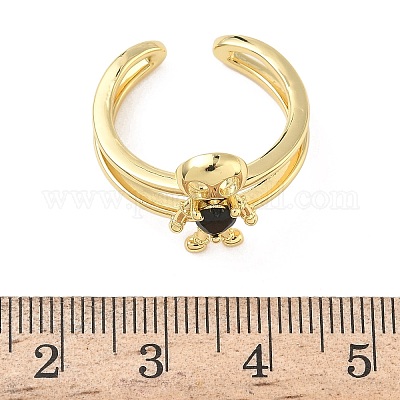 Латунные микро проложить манжеты кольца кубического циркония RJEW-G364-03G-01-1