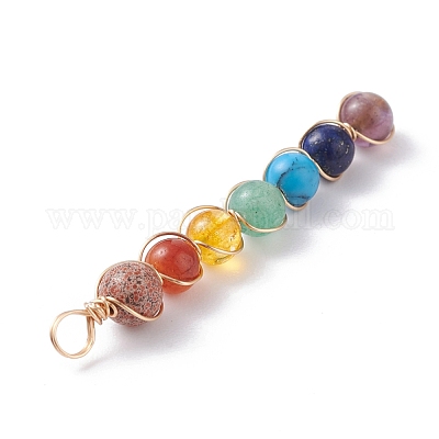 Подвески из натуральных и синтетических драгоценных камней чакры PALLOY-JF01166-1