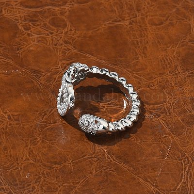 Латунные кольца из манжеты с прозрачным цирконием RJEW-U037-01P-1