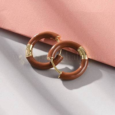 Серьги-кольца из латуни и 925 стерлингового серебра EJEW-R013-02G-02-1