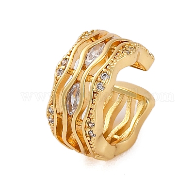 Серьги-манжеты из латуни с микропаве и прозрачным циркониевым покрытием для женщин EJEW-C125-24G-G-1