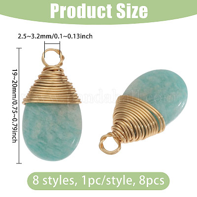 8 шт. 8 стиля подвески-слезинки из натурального смешанного камня PALLOY-CA00031-1