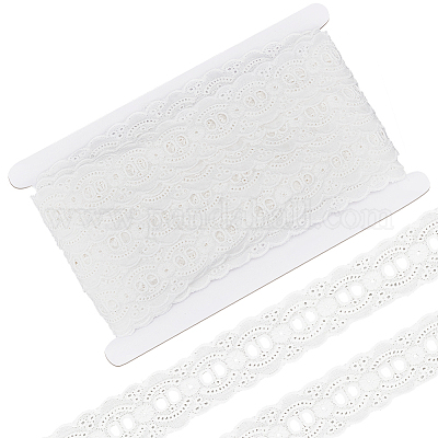 15 ярд хлопковых кружевных лент с цветочной вышивкой SRIB-FG0001-24-1