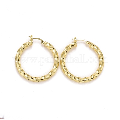 Латунные серьги обруча EJEW-F278-05G-1