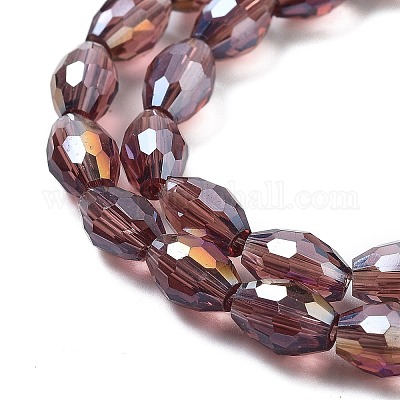 Прозрачные стеклянные бусины гальваническим пряди EGLA-A037-T6x8mm-B13-1