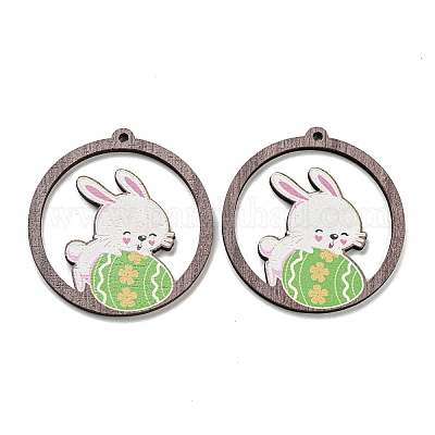 Деревянные подвески с односторонним принтом WOOD-K008-09C-01-1