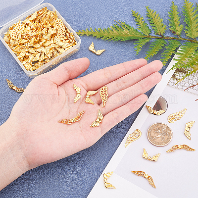 Бусины из сплава в тибетском стиле в форме крыла TIBEB-PH0004-71-1