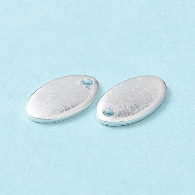 Pandahall 100pcs Oval 304 Stainless Steel Blank Stamping Tags 20x10mm  Double Side Pendants Charms for Bracelet Jewelry Making