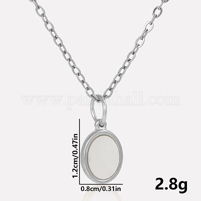 Ожерелья с геометрическим овальным кулоном из нержавеющей стали 304 с натуральными белыми ракушками KL8713-2-1