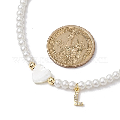 Ожерелья с подвесками из латуни микро-паве класса AAA с кубическим цирконием и буквами NJEW-JN04771-12-1