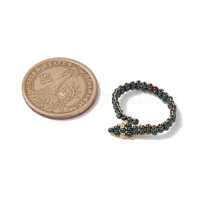 Кольца из стеклянных бусин RJEW-JR00875-02-1