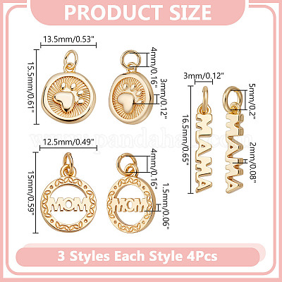 12шт 3 стиля латунные подвески KK-AR0004-72-1