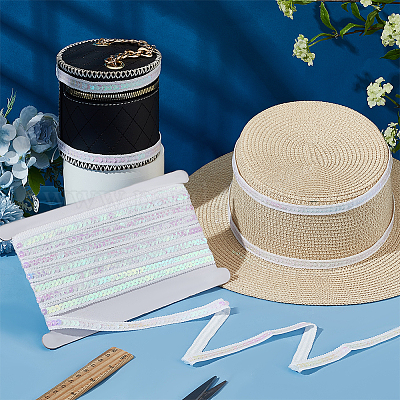 Блестящие кружевные ленты из полиэстера OCOR-WH0090-67B-1