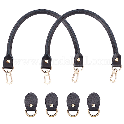 2pcs Manici per Borse in Pelle Nera Manici per Borse Fai da Te Pelle Manico  in Pelle di Ricambio Manici per Borse Uncinetto Pelle Adatto per Borsa a  Tracolla o Borsa a