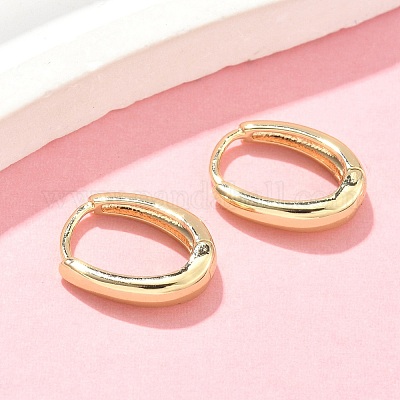 Овальные серьги-кольца из латуни EJEW-Z102-33G-1