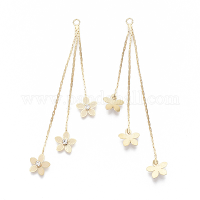 Латунные цепочки-звенья «бостон» с кисточками большие подвески KK-S348-467G-NF-1