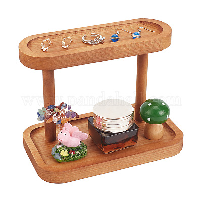 2-ярусные овальные деревянные стеллажи ODIS-WH0025-127A-1