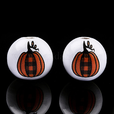 Бусины из натурального дерева с принтом на тему Хэллоуина WOOD-TAC0021-22A-1