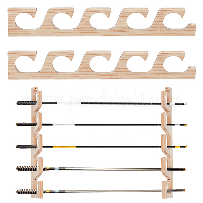 5-уровневые настенные бамбуковые подставки для удочек ODIS-WH0025-256-1