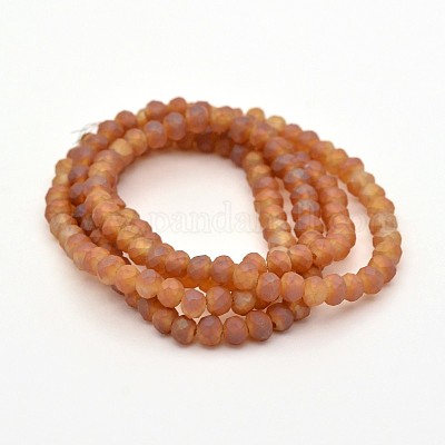 Полная радужная граненая нить стеклянных бусин рондель EGLA-J054-4x3mm-FR03-1