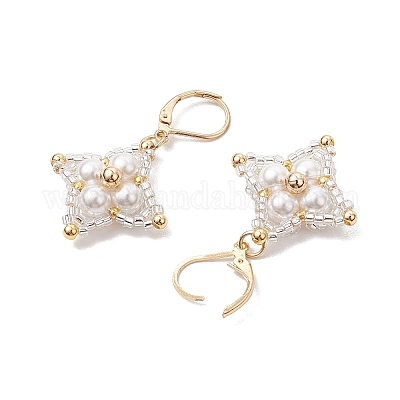 Стеклянные бусины ромбовидные серьги-русалки EJEW-MZ00346-04-1