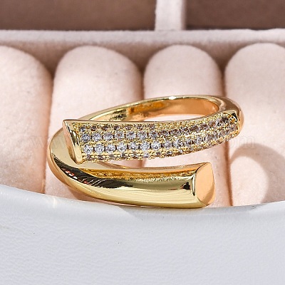 Кольца-манжеты для женщин с покрытием из латуни с микропаве из прозрачного кубического циркония RJEW-M028-95G-1