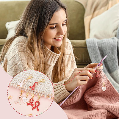 Подвесные украшения из сплава эмали с лентой осведомленности HJEW-AB00599-1