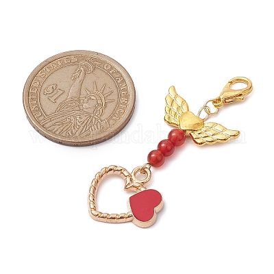 Подвеска из сплава с эмалью ко Дню святого Валентина HJEW-JM02028-02-1