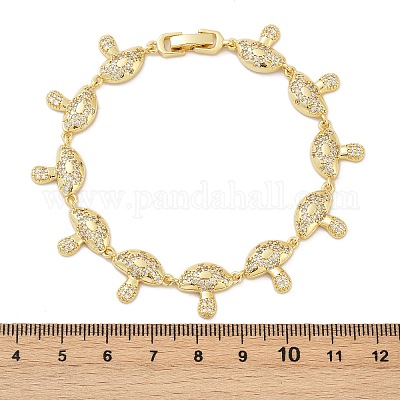 Браслеты из грибовидной латуни с микропаве из прозрачных кубических цирконий для женщин BJEW-Z126-04G-1