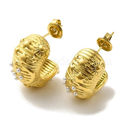 Серьги-гвоздики из нержавеющей стали 304 с ионным покрытием (IP) EJEW-K268-03G-1