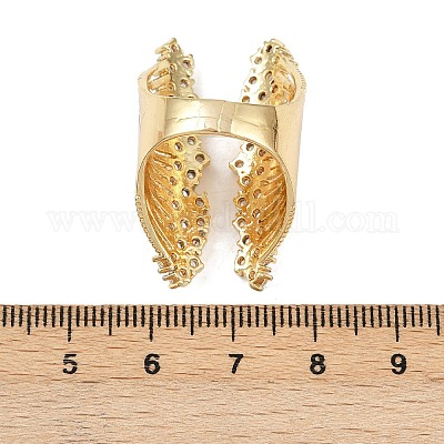 Латунные микро проложить манжеты кольца кубического циркония RJEW-C140-04G-1