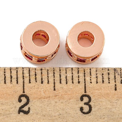 Бусины-проставки из латуни с кубическим цирконием KK-L215-008B-RG02-1