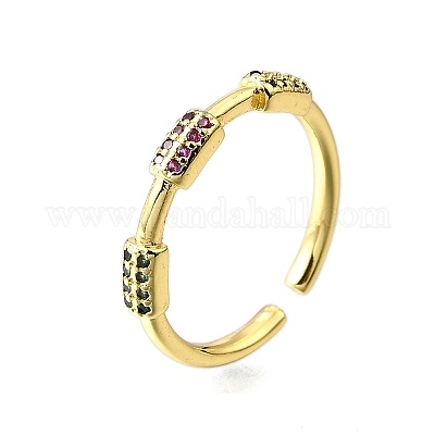 Манжеты из латуни с микро паве кубический цирконий для женщин RJEW-H247-08G-1