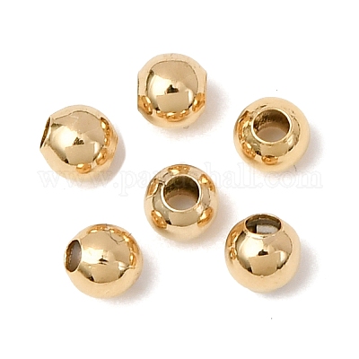 Настоящие 24k позолоченные латунные круглые бусины X-PALLOY-M029-03G-1