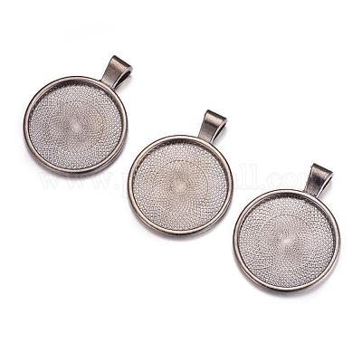 Плоские круглые сеттинги сплава кулон кабошон PALLOY-A15654-B-1